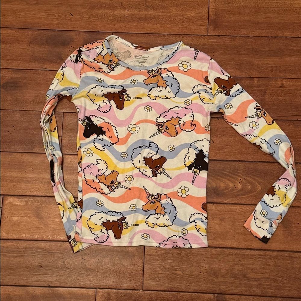 Girls Afro‎ Unicorn Pajama Shirt Size 8